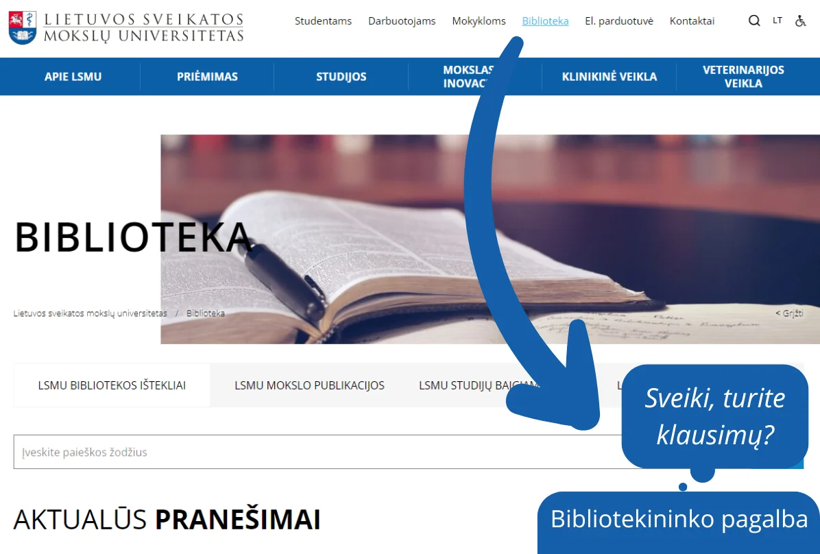Nuotolinė bibliotekininko pagalba bibliotekos internetiniame puslapyje
