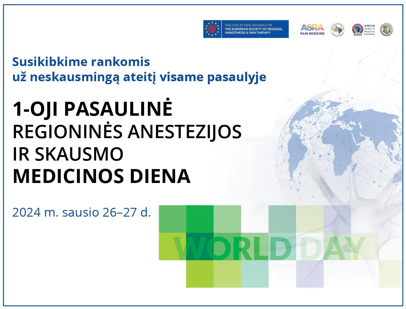 ,,1-oji Pasaulinė regioninės anestezijos ir skausmo medicinos diena”