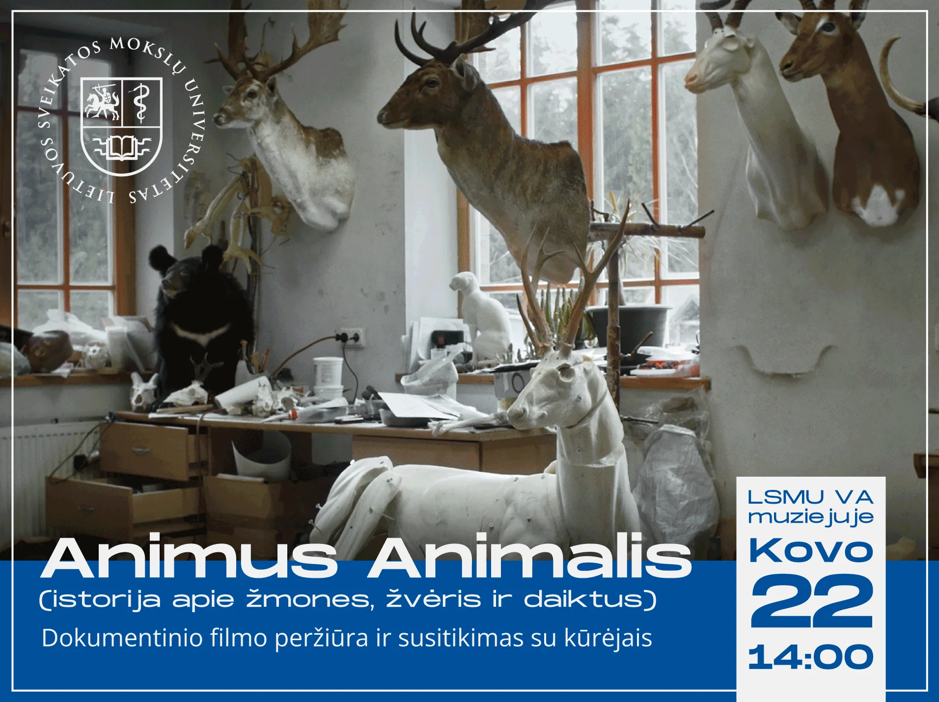 Dokumentinio ilgametražio filmo<em> „Animus Animalis (istorija apie žmones, žvėris ir daiktus)“ </em>peržiūra ir susitikimas su kūrėjais