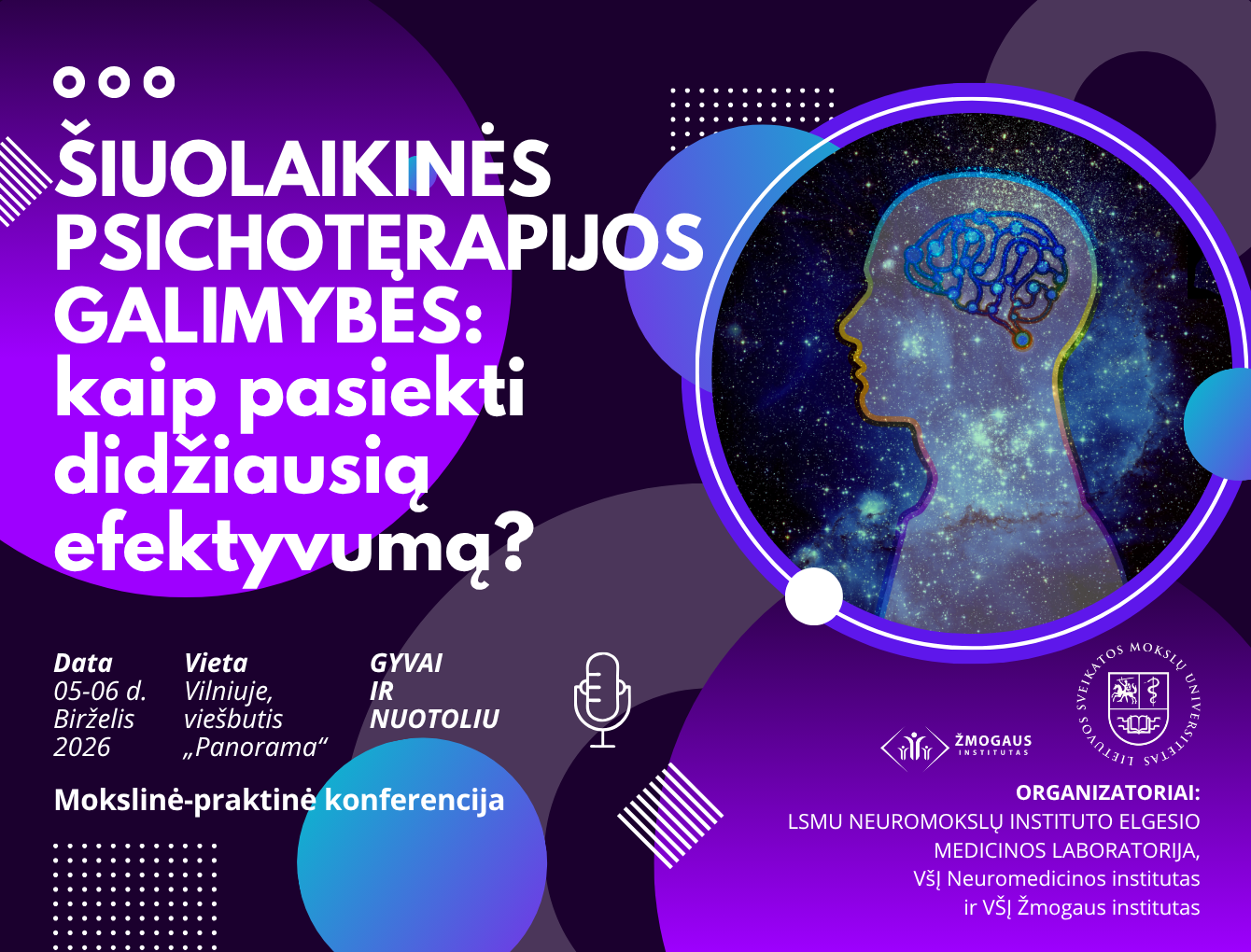 Konferencija „Šiuolaikinės psichoterapijos galimybės: kaip pasiekti didžiausią efektyvumą?“